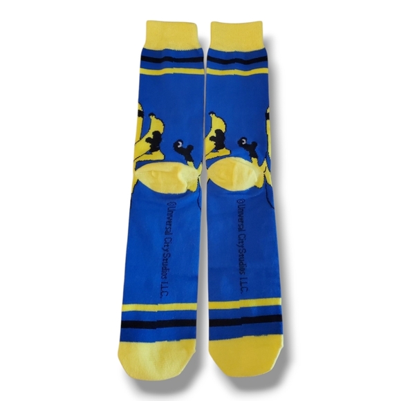 MINION Steve Blue, Black and Yellow Banana Minion Cartoon Character Crew Socks - Picture 3 of 5